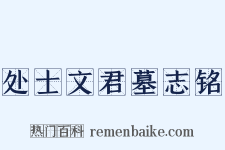 处士文君墓志铭是什么意思的图片